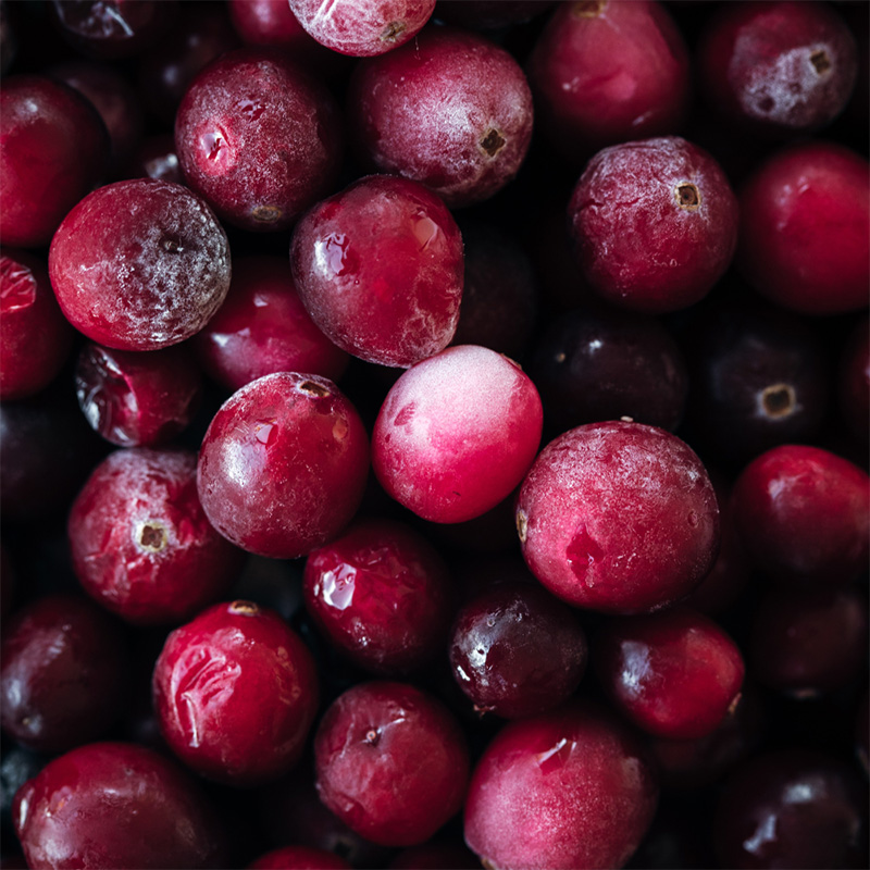 frozen cranberries are used in Arctic Flavors berry powders including cranberry powder